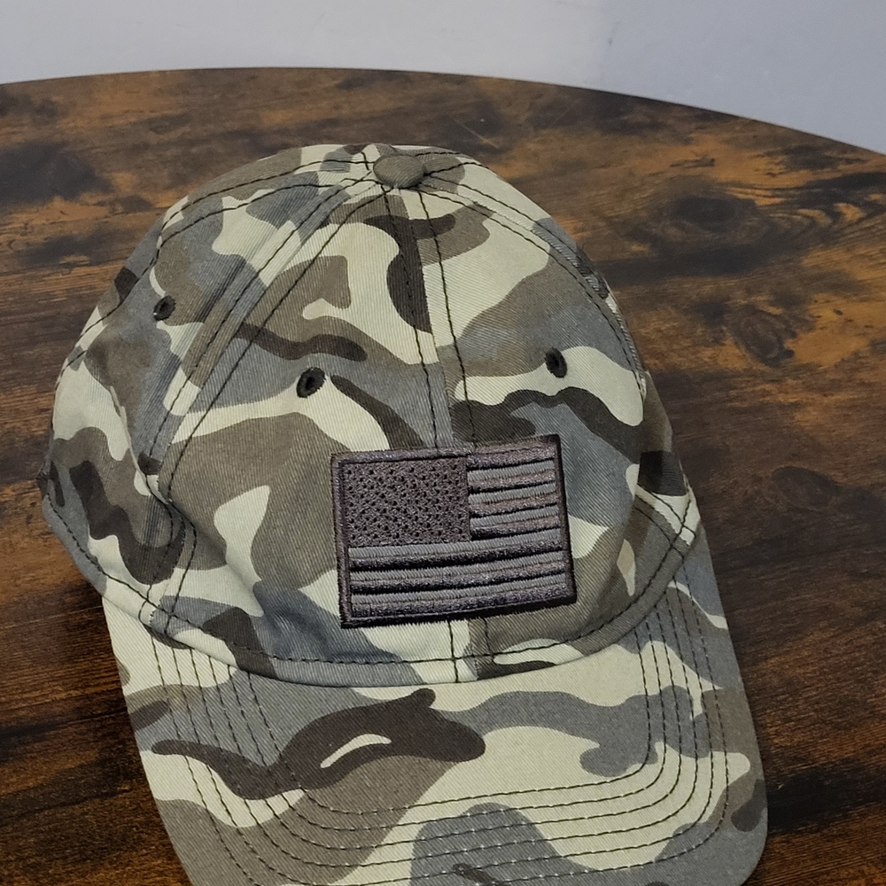 Academy Camo Baseball Cap with American Flag Patch